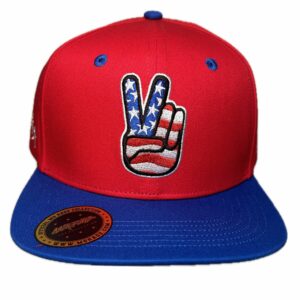 MO RAGZ Red & Blue Hat with Peace Hand – Snapback
