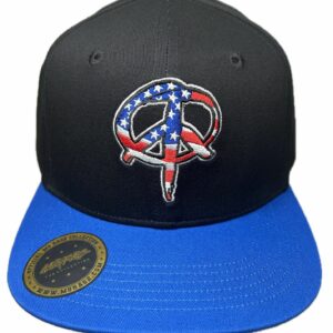 Stars & Stripes Peace Logo Black and Blue Hat – Snapback